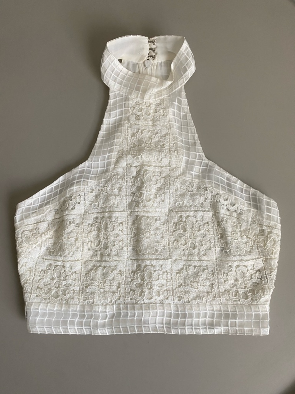 White Lace Halter Crop Top